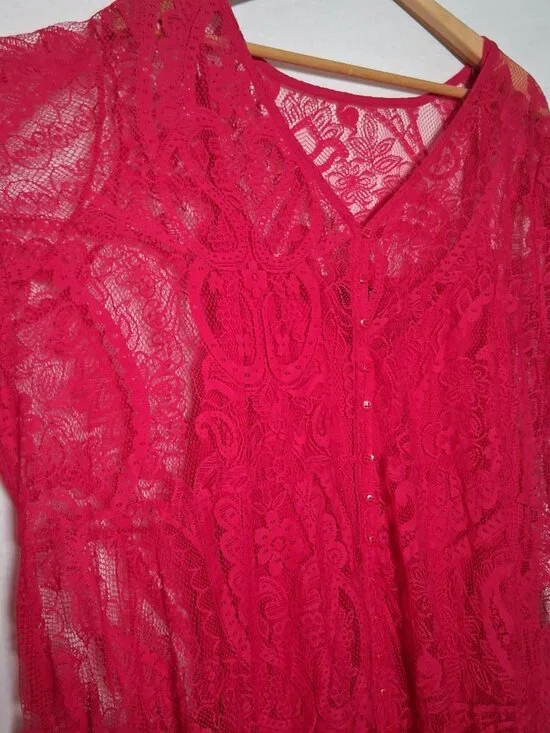 Torrid Size 4 Dress Plus Size 4X Hot Pink Lace Tank Dress Lining Barbiecore - Picture 9 of 14